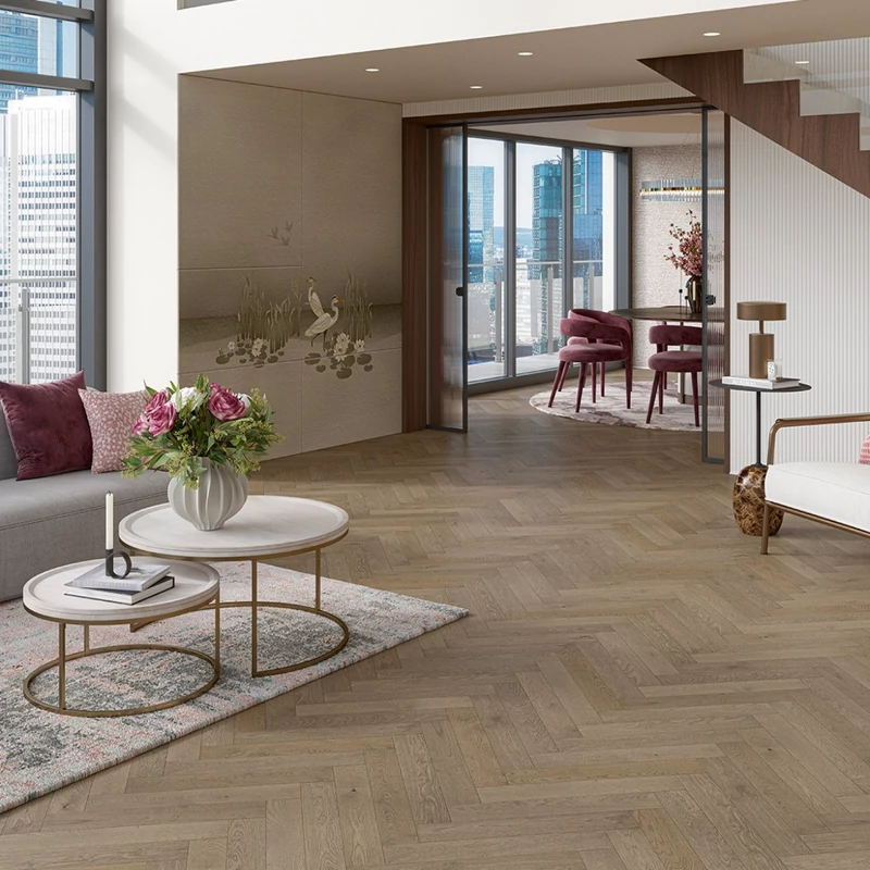 Készparketta - Penthouse Trendtime 3 Oak Chalet grey - Extra matt lakk halszálka