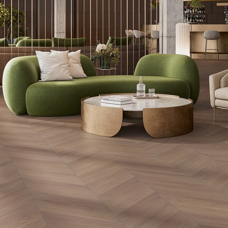 Készparketta - Penthouse Trendtime 10 Oak Terra Chevron 45° - Matt lakk 