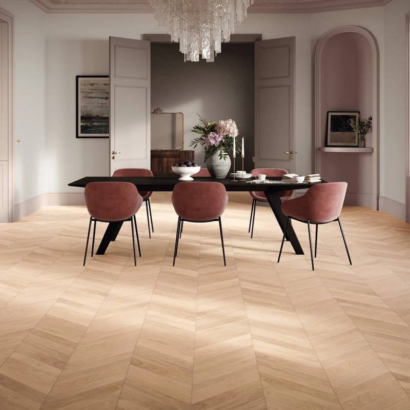 Készparketta - Penthouse Trendtime 10 Oak Chevron 45° - Fehér matt lakk