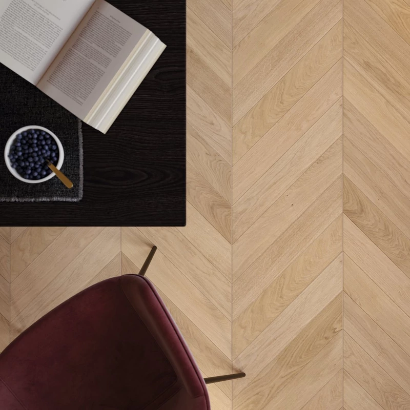 Készparketta - Penthouse Trendtime 10 Oak Chevron 45° - Fehér matt lakk